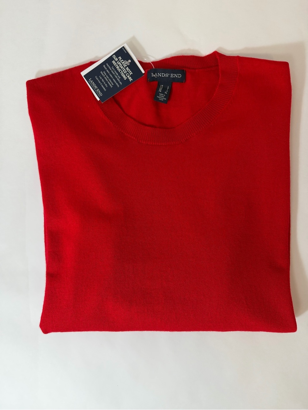 NWT Lands' End Men's Bright Red Crewneck Sweater
